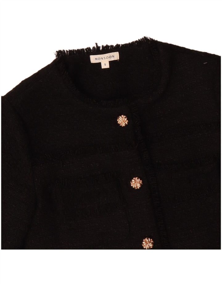 Женский пиджак MONSOON на 5 пуговицах, Великобритания 10, маленький, черный, полиэстер