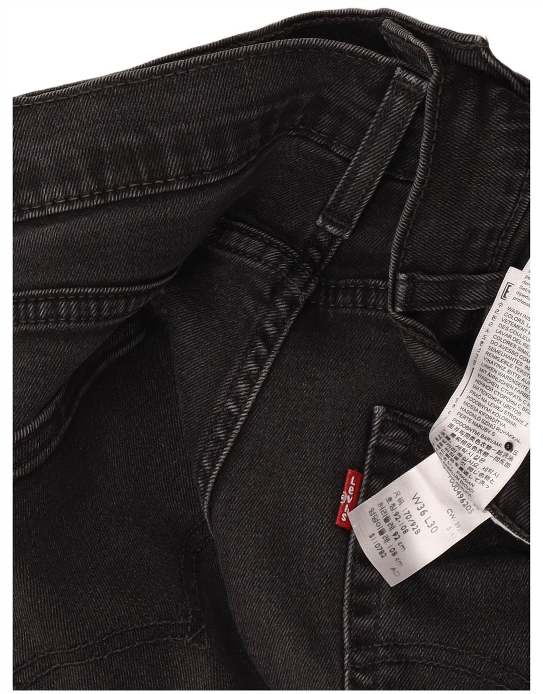 Мужские прямые джинсы Levi's W36 L30, черный хлопок