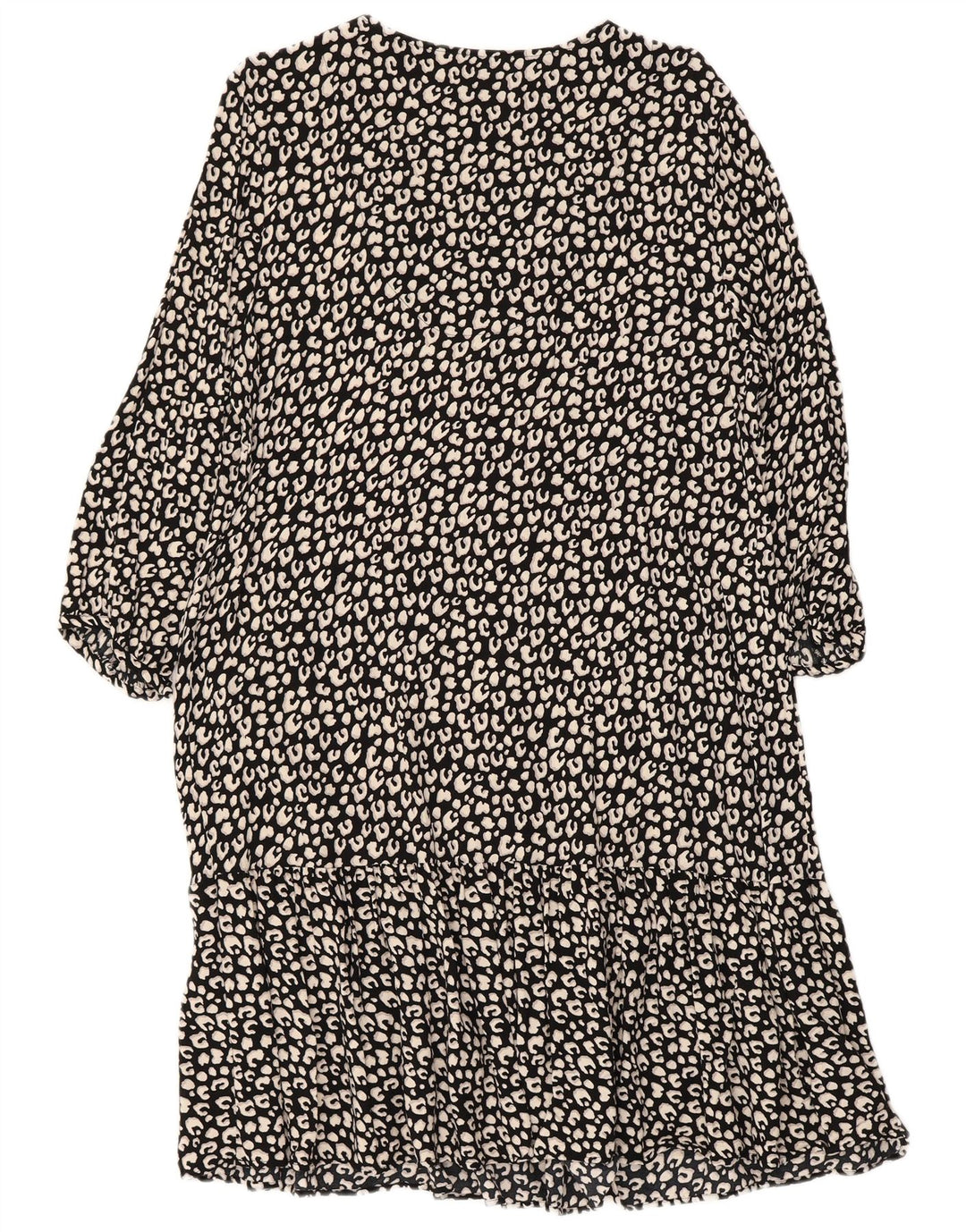 ПРИНЦИПЫ Женское многоярусное платье с рукавами 3/4, Великобритания 16, большое черное животное с принтом