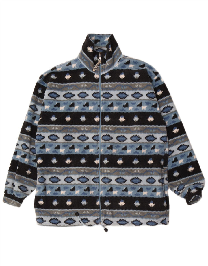 Винтажная мужская флисовая куртка UK 38, средний синий полиэстер Fair Isle