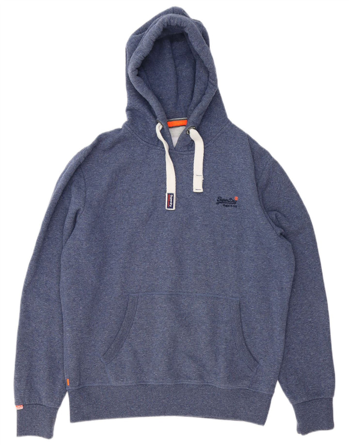 SUPERDRY Мужской джемпер с капюшоном 2XL, синий в крапинку, хлопок