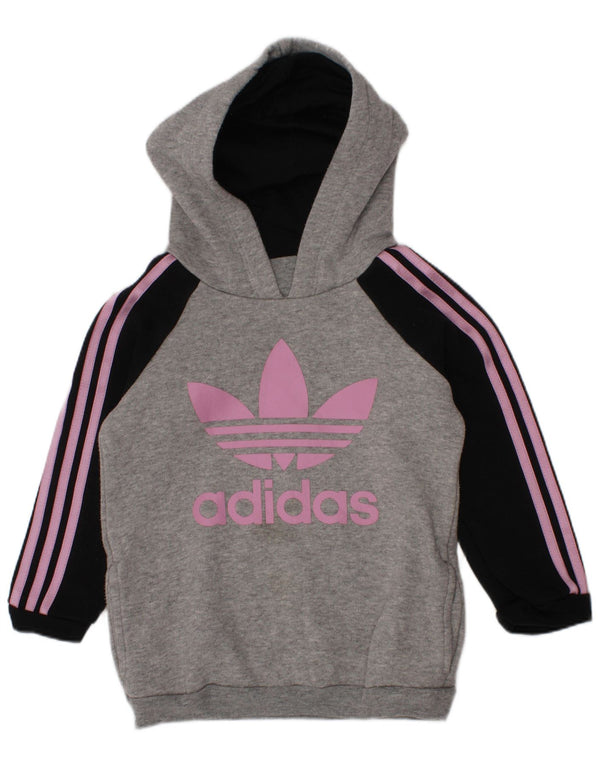 Джемпер с капюшоном Adidas для маленьких мальчиков 12–18 месяцев, серый хлопок с цветными блоками