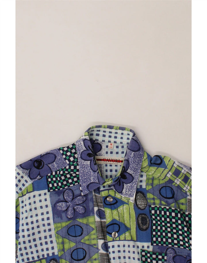 CAVORI Mens Short Sleeve Shirt Size 39/40 Medium Multicoloured Patchwork Vintage Cavori and Second-Hand Cavori from Messina Hembry 