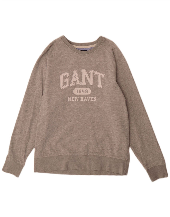 Мужской свитшот с рисунком Gant, XL, серый хлопок с крапинками