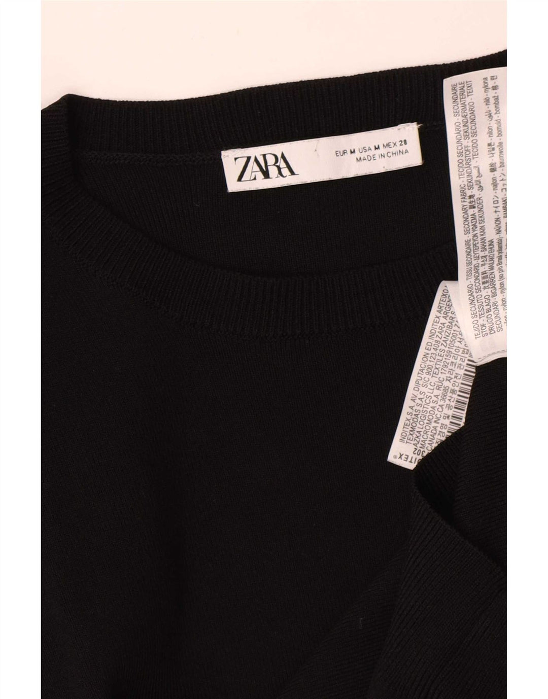 Женская блузка с рукавом 3/4 Zara UK 12, средний черный хлопок