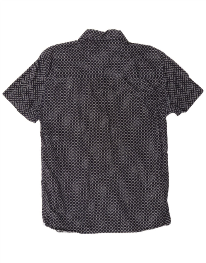 MUSTANG Мужская приталенная рубашка с коротким рукавом, большая темно-синяя хлопковая рубашка с цветочным принтом