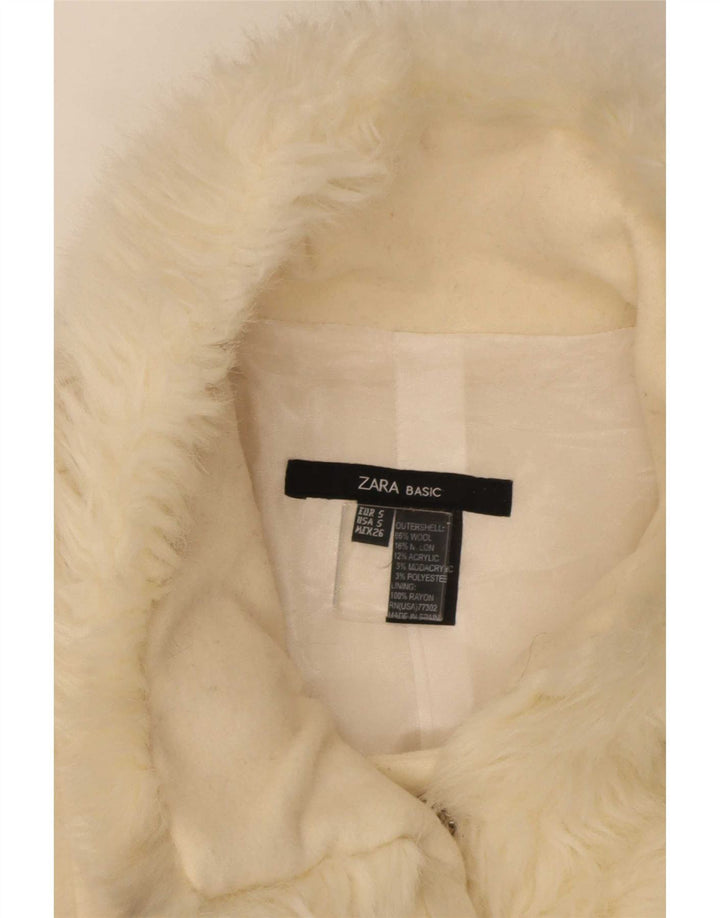 Женское пальто Zara UK 10, маленькое, бежевое, шерстяное