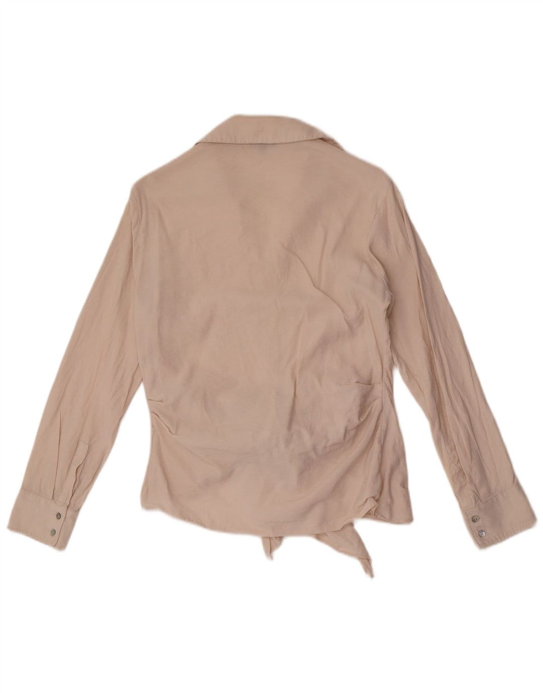 Женская блузка-рубашка с завязками спереди Massimo Dutti UK 10, маленькая, бежевая, вискоза