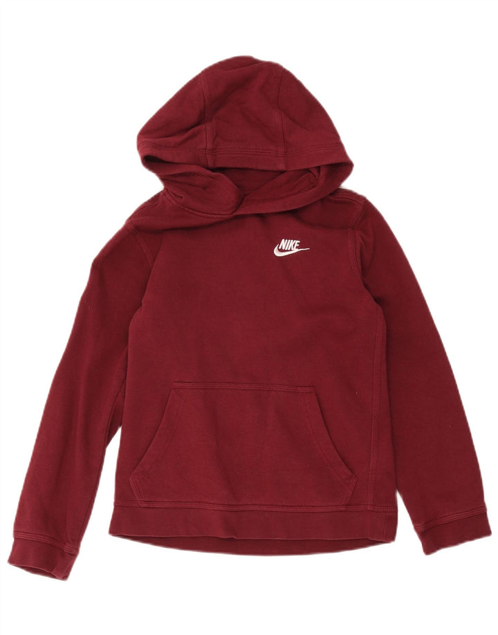 Джемпер с капюшоном Nike для мальчиков 10–11 лет, средний бордовый, хлопковый