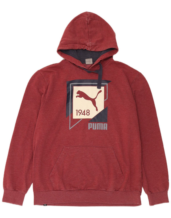 Мужской джемпер с капюшоном Puma с рисунком 2XL, бордовый хлопок
