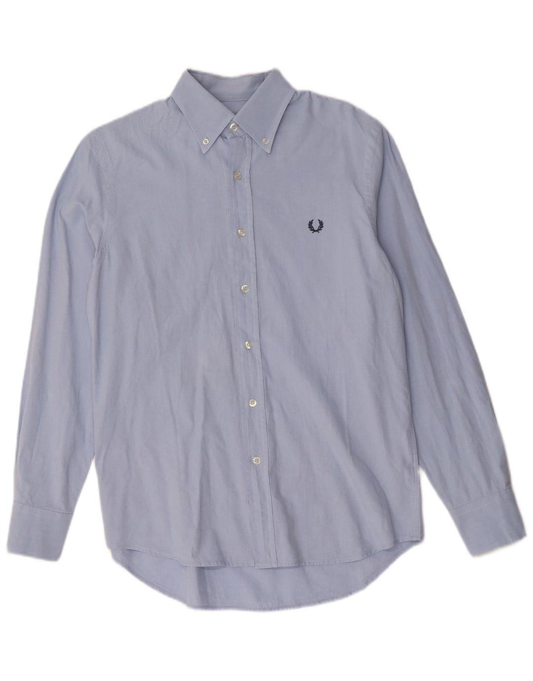 FRED PERRY Мужская приталенная рубашка из хлопка среднего синего цвета