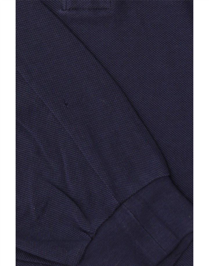 Мужская рубашка-поло Lacoste с длинным рукавом, размер 7, 2XL, темно-синяя, хлопок