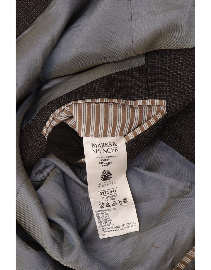 Мужской короткий пиджак Marks & Spencer UK 40, средний темно-синий в клетку