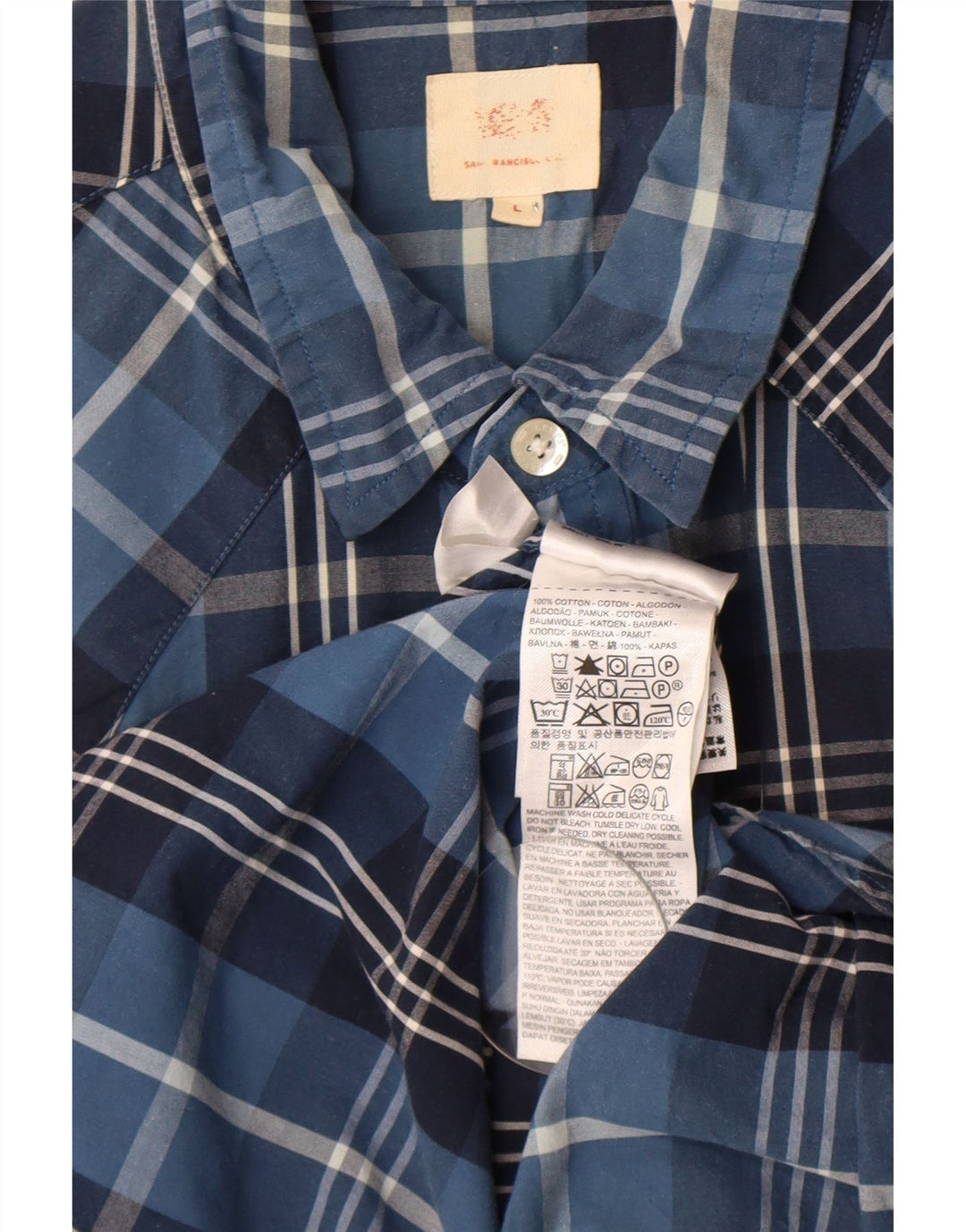 Мужская рубашка с коротким рукавом Levi's, большая синяя клетка, хлопок
