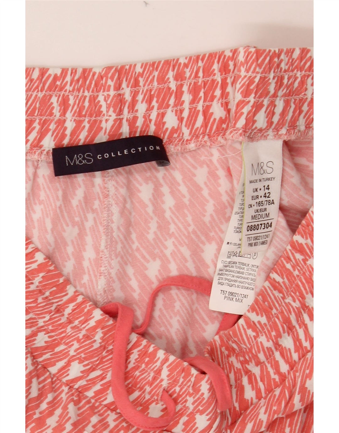 MARKS & SPENCER Womens Tracksuit Trousers UK 14 Large  Pink Geometric Vintage Marks & Spencer and Second-Hand Marks & Spencer from Messina Hembry 