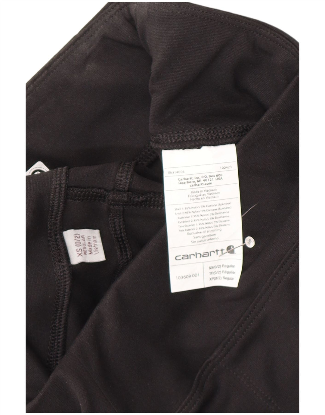Женские леггинсы Carhartt Regular, размер США 0/2 XS, черный нейлон
