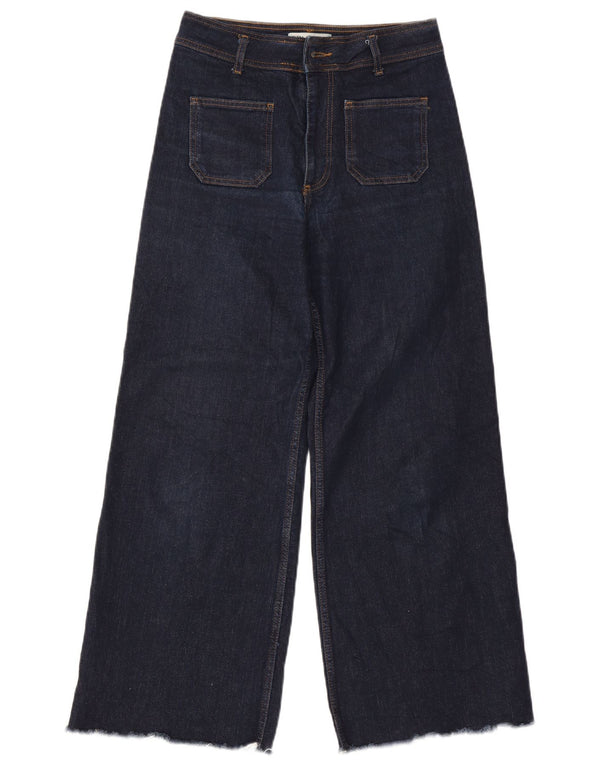 Zara Womens High Waist Wide Leg Jeans EU 40 Medium W30 L28 Navy Blue