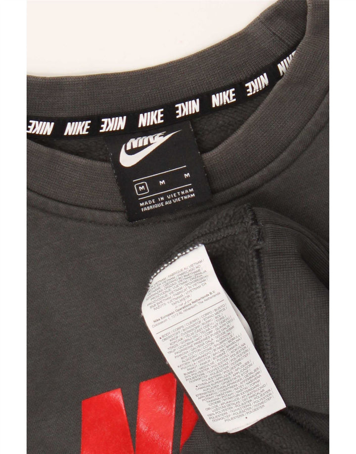 Мужской свитшот с рисунком Nike, хлопковый джемпер среднего серого цвета с цветными блоками