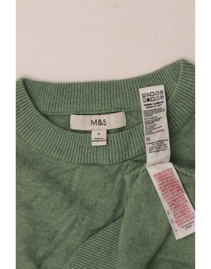 Женский джемпер с круглым вырезом Marks & Spencer, Великобритания, 10, маленький, зеленый, полиэстер
