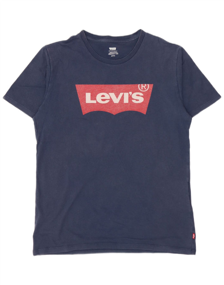 Мужская футболка с рисунком LEVI'S, маленький темно-синий хлопок