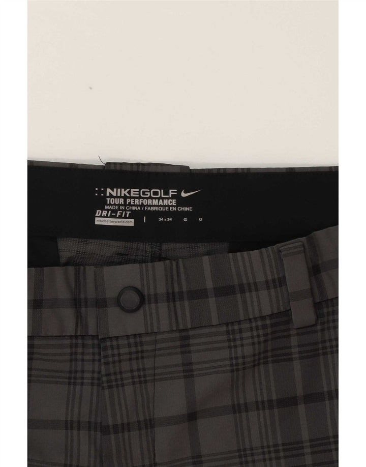 Мужские прямые брюки-чиносы Nike Dri Fit W34 L31 серые в клетку из полиэстера