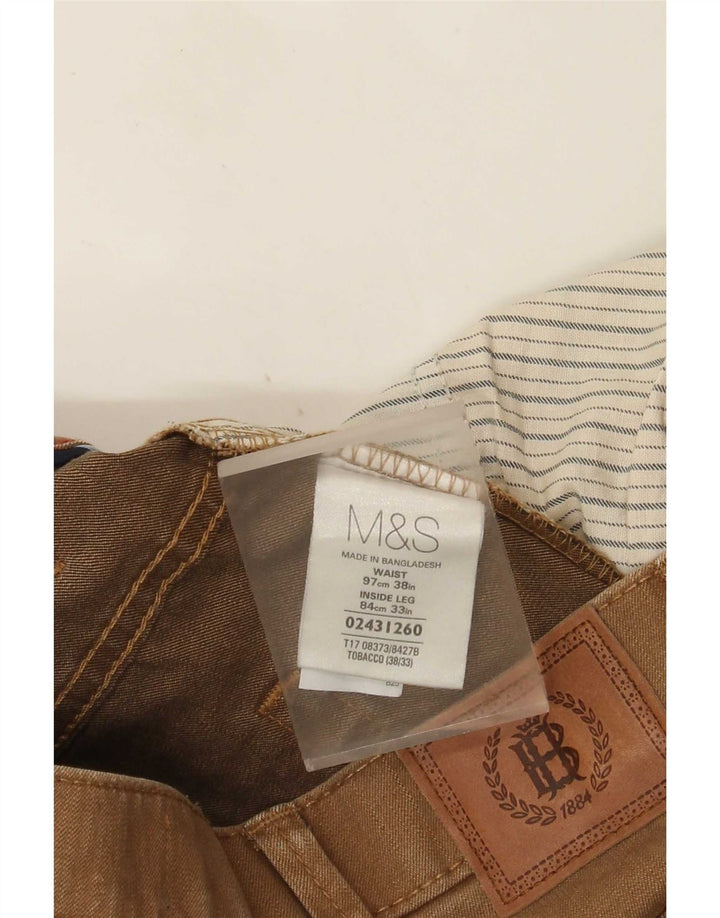 Мужские прямые джинсы Marks & Spencer W38 L33 коричневые, хлопок
