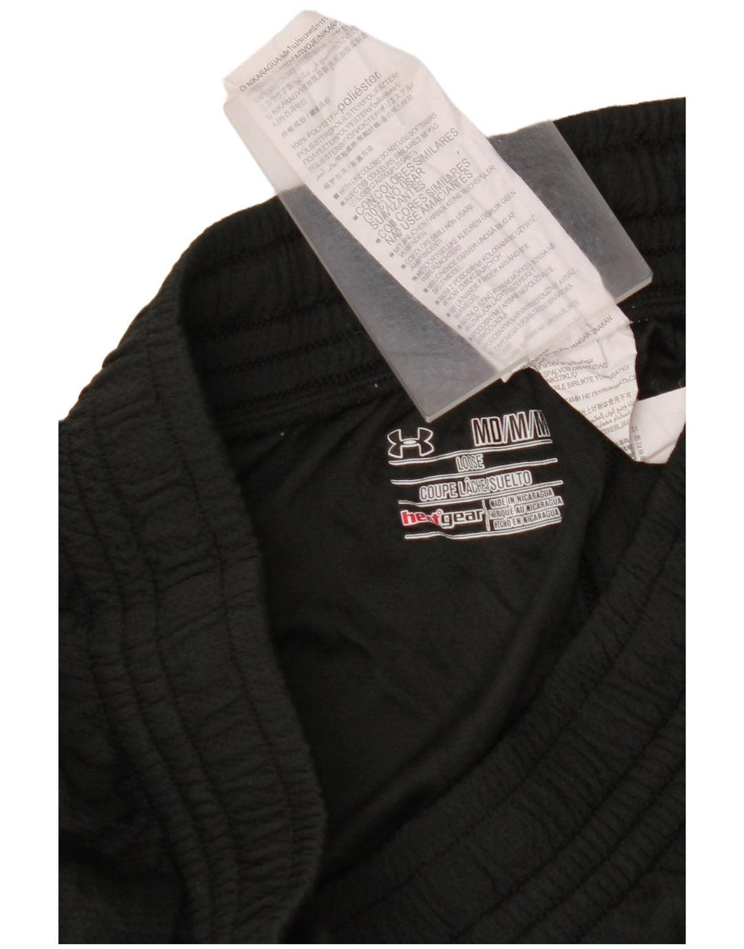 Мужские спортивные шорты UNDER ARMOR Heat Gear, средние черные с цветными блоками