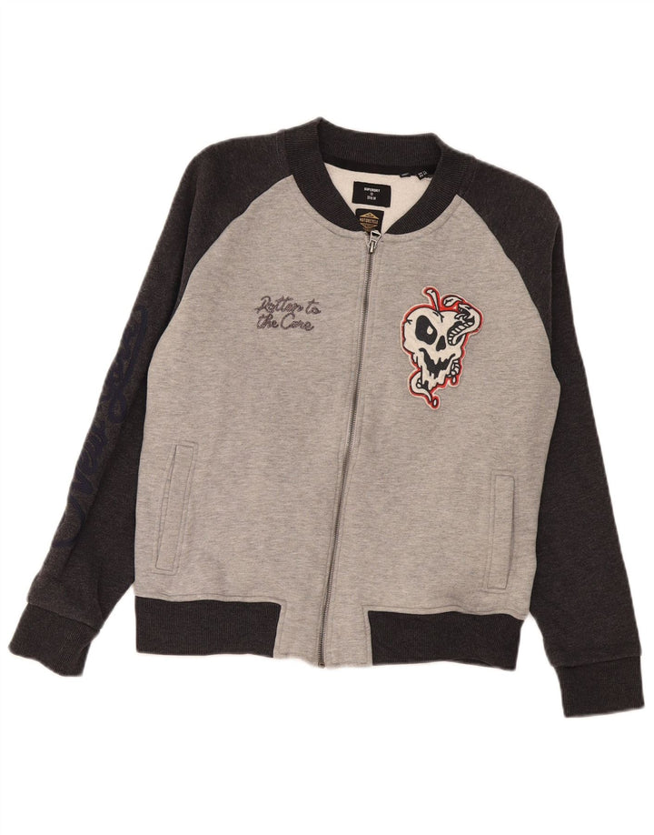 Женский спортивный костюм Superdry с графическим рисунком UK 14, большой серый цвет с цветными блоками