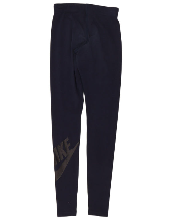 Женские леггинсы с рисунком Nike UK 4 XS, темно-синие, хлопок