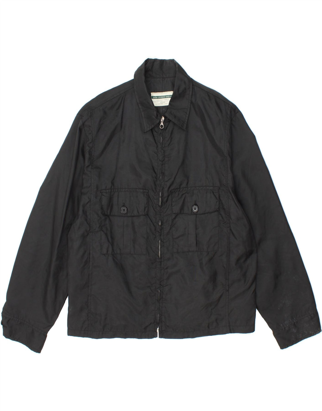 BENETTON Womens Bomber Jacket IT 44 Medium Black Polyamide Vintage Benetton and Second-Hand Benetton from Messina Hembry 
