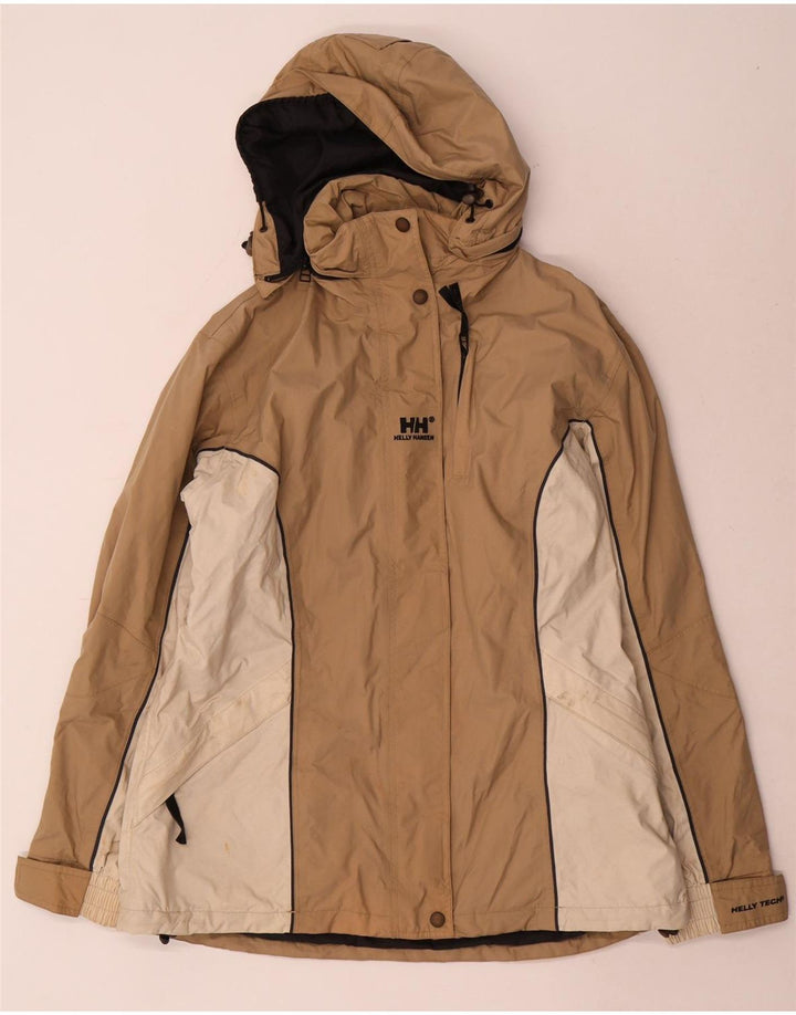 Женская дождевик с капюшоном Helly Hansen UK 14, средний бежевый, нейлон с цветными блоками