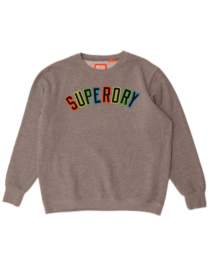 Мужской свитшот с рисунком Superdry XL, серый хлопок с крапинками