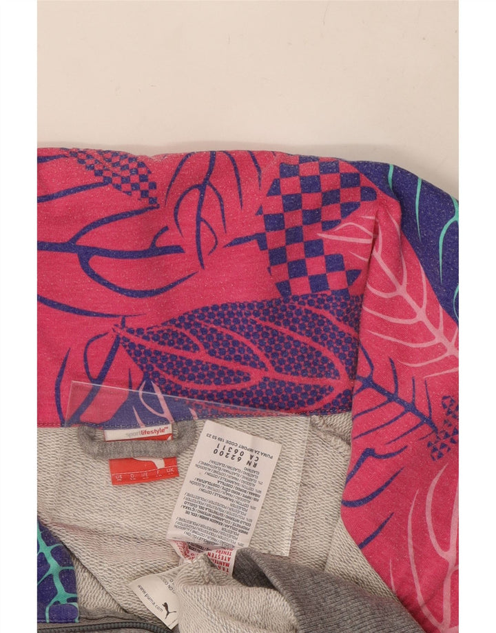 Женский спортивный костюм PUMA Top Jacket UK 12, хлопок среднего серого цвета с цветочным принтом