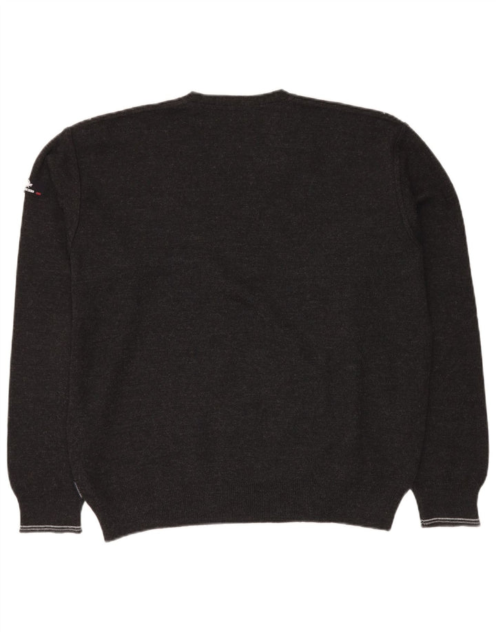 Мужской джемпер с v-образным вырезом Il Granchio, большой серый шерстяной свитер с геометрическим рисунком