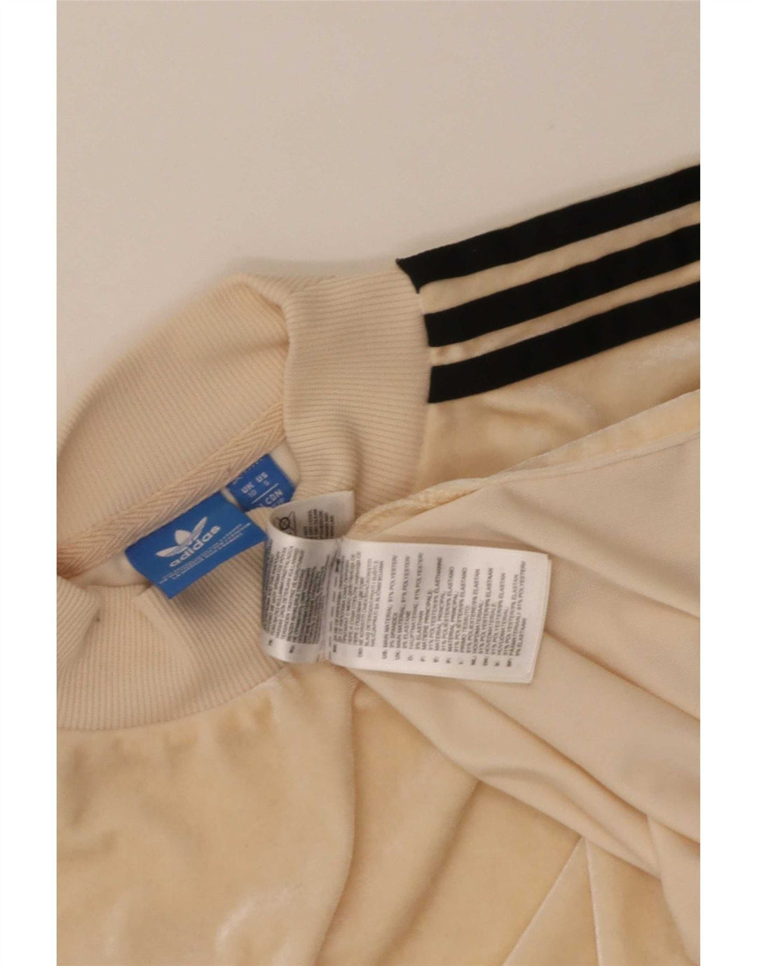 Женская велюровая футболка Adidas Top UK 10, маленькая, бежевый, полиэстер