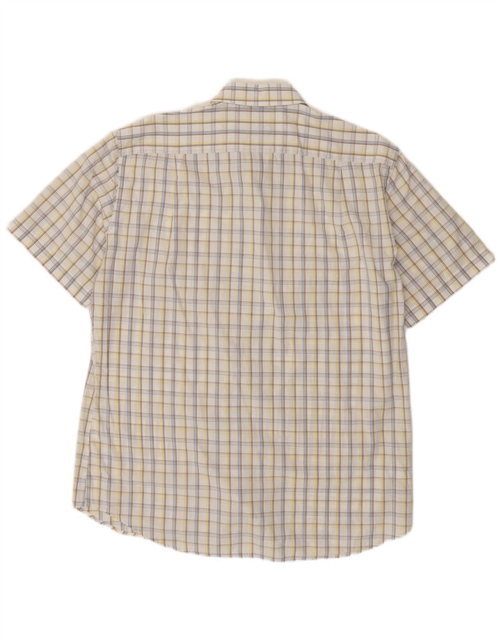 Мужская рубашка с коротким рукавом HUGO BOSS, размер 16 1/2 42, большая белая клетка, хлопок