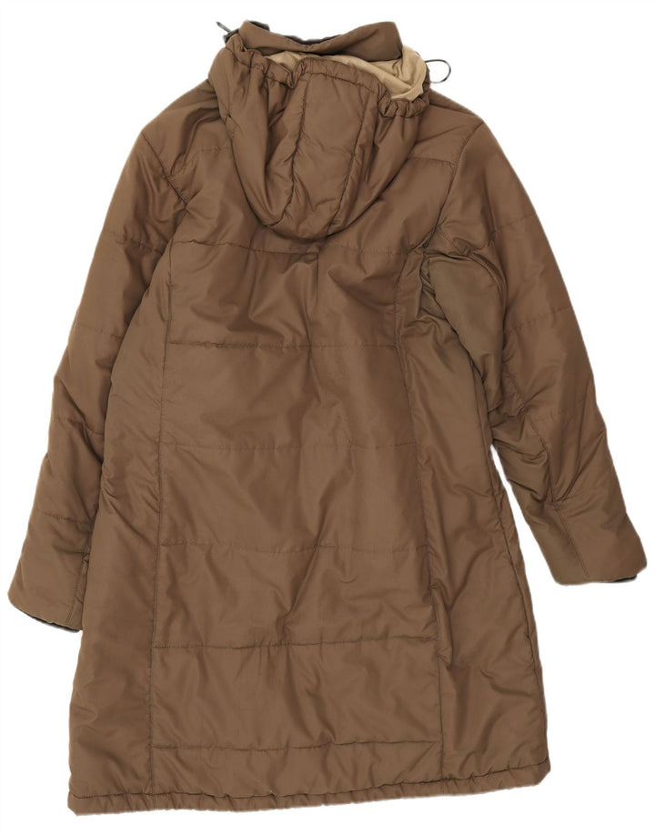 Женское стеганое пальто с капюшоном Jack Wolfskin UK 16, большой коричневый полиэстер