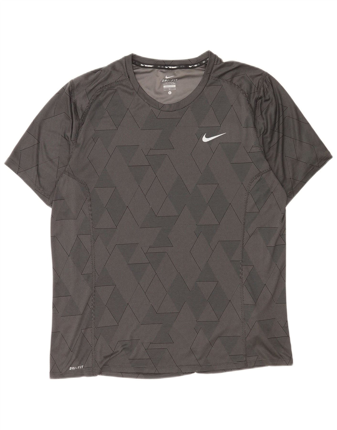 Мужская футболка Nike Dri Fit, большой черный полиэстер с геометрическим рисунком