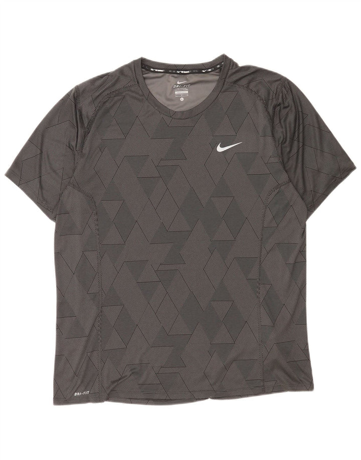 Мужская футболка Nike Dri Fit, большой черный полиэстер с геометрическим рисунком