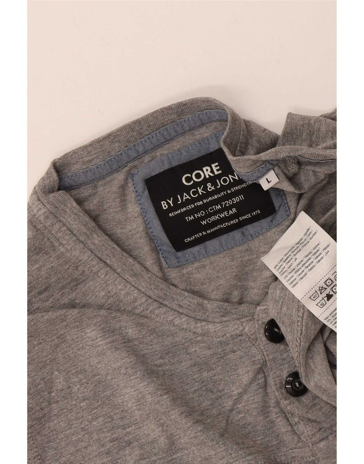 Мужской топ Jack & Jones с длинным рукавом, большой серый хлопок с крапинками