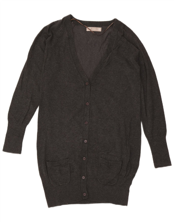 Женский удлиненный кардиган ZARA UK 14, большой серый хлопок