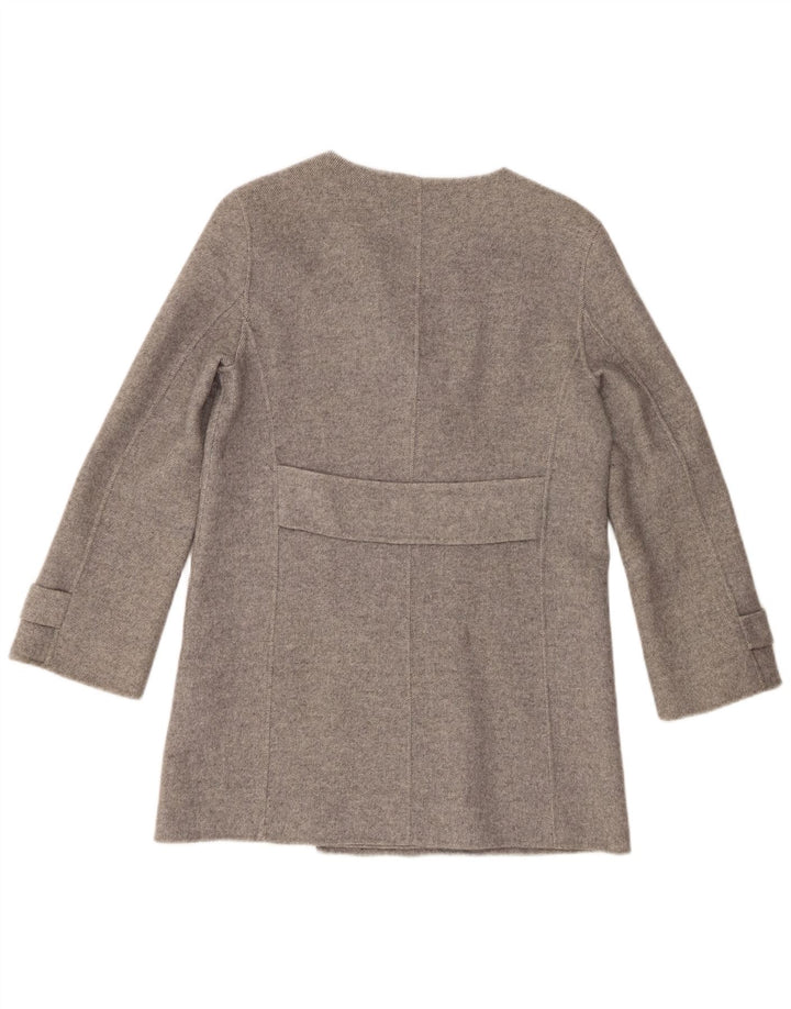 Женское двубортное пальто Zara UK 14, шерсть среднего серого цвета
