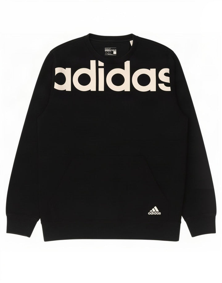 Мужской свитшот Adidas с рисунком, хлопковый джемпер среднего размера, черный