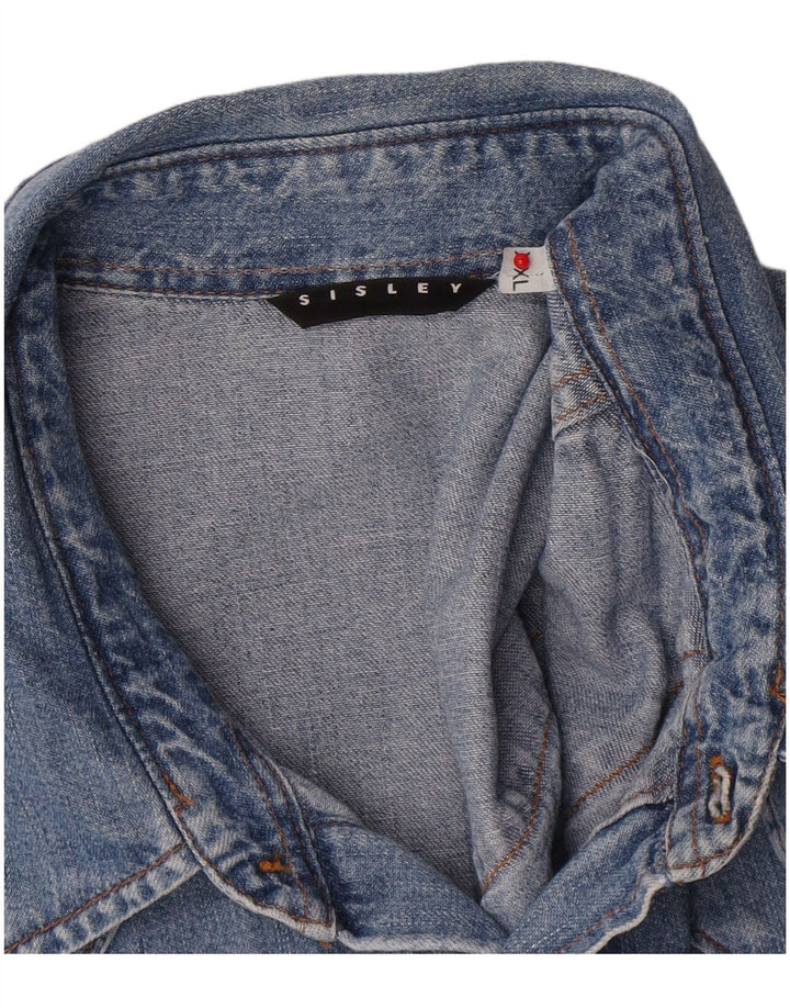 Мужская джинсовая рубашка SISLEY 2XL, синяя, хлопок