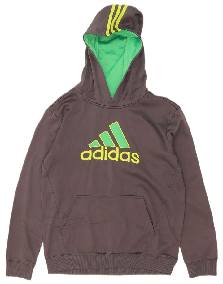 Мужской джемпер с капюшоном Adidas с рисунком, средний серый, полиэстер с цветными блоками