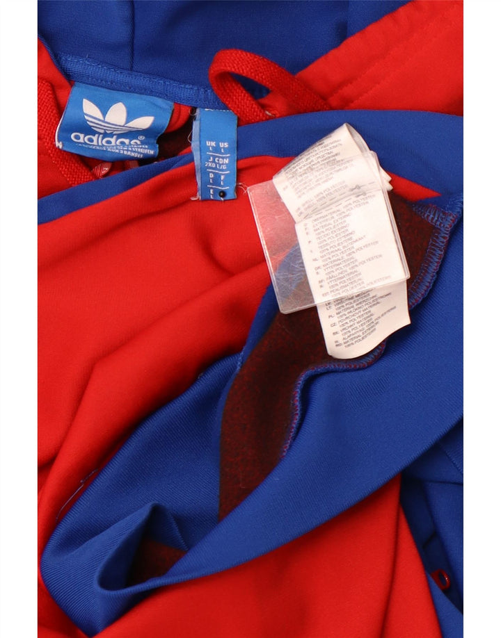 Мужской свитер с капюшоном и молнией с графическим рисунком ADIDAS, большой синий полиэстер с цветными блоками