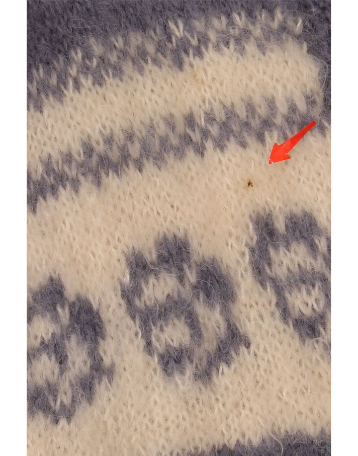 VINTAGE Womens Longline Cardigan Sweater UK 14 Medium Blue Fair Isle