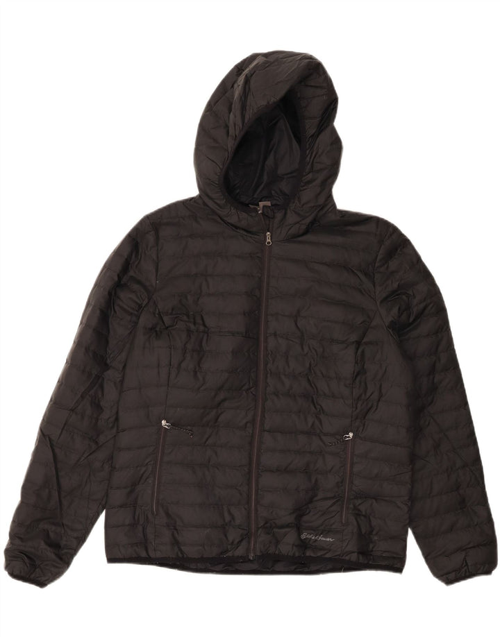 EDDIE BAUER Womens Hooded Padded Jacket UK 16 Large Black Polyester Vintage Eddie Bauer and Second-Hand Eddie Bauer from Messina Hembry 