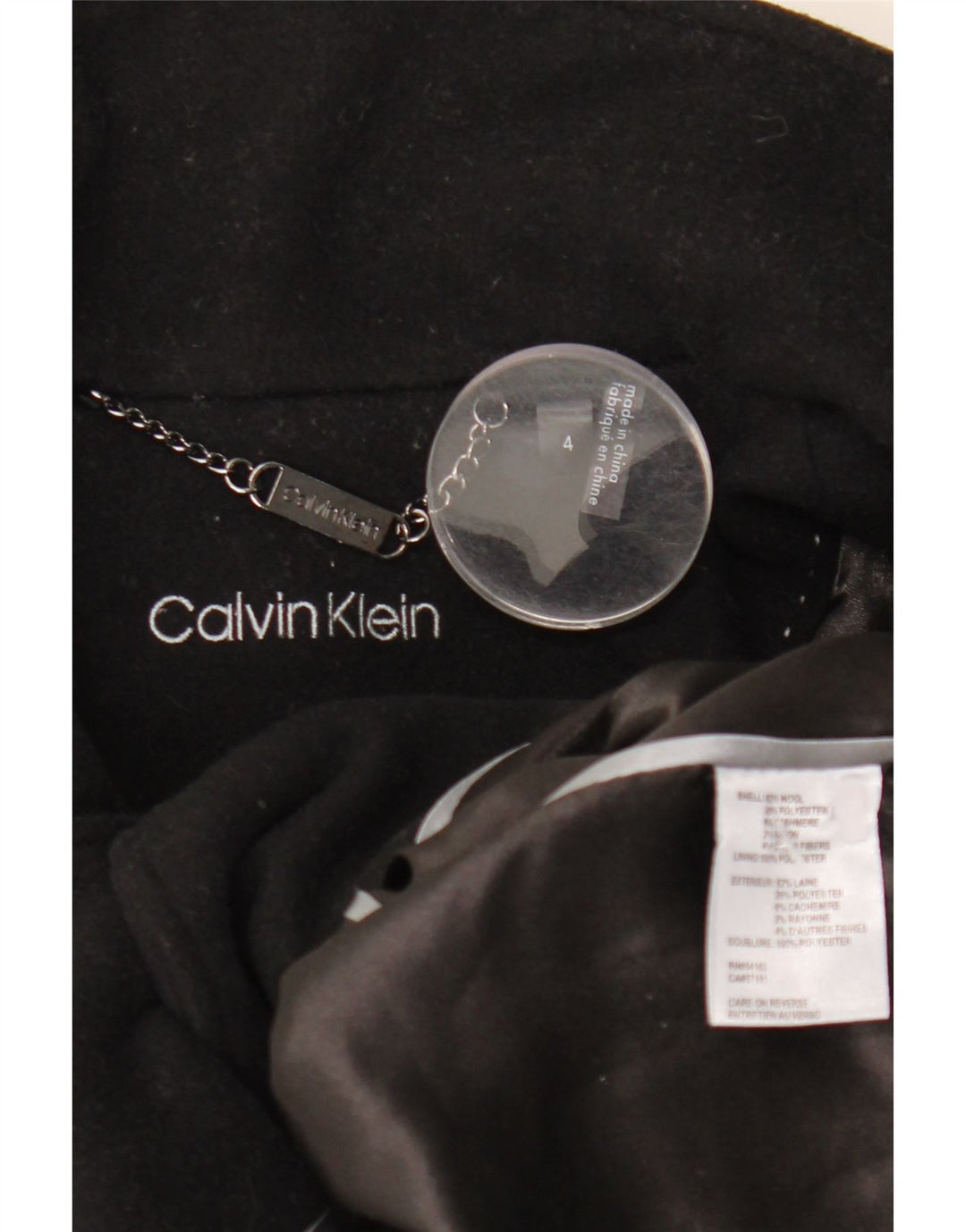 Женское пальто Calvin Klein US 4, маленькое черное шерстяное пальто