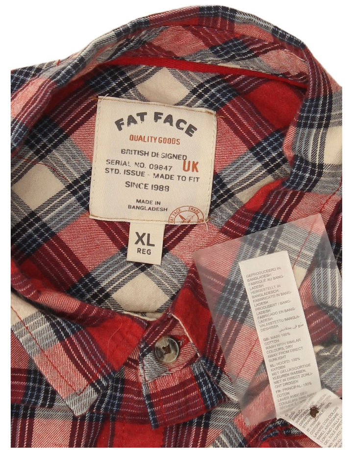 Мужская фланелевая рубашка стандартного кроя Fat Face XL, хлопковая красная клетка